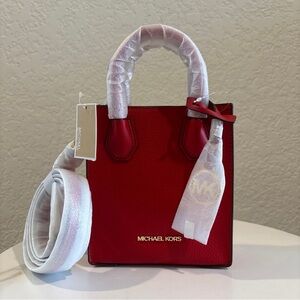 Michael Kors Red Signature XS Mercer Tote Bag NWT